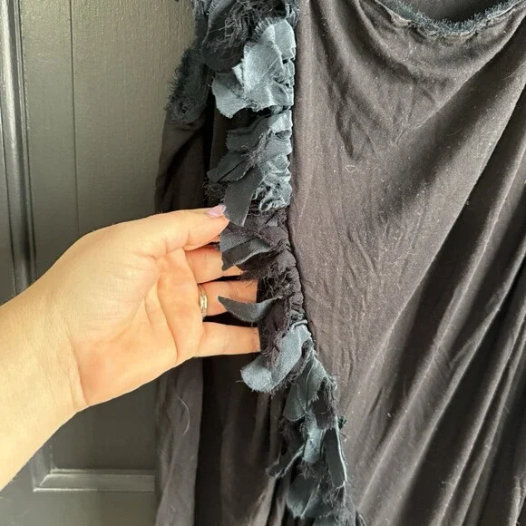 AllSaints - Black Ruffle Shift Dress- Size US 6 UK 10 - Picture 4 of 10